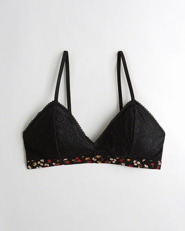 Bralette Hollister Donna Lace Trianglelette With Removable Pads Nere Italia (791ELGTV)